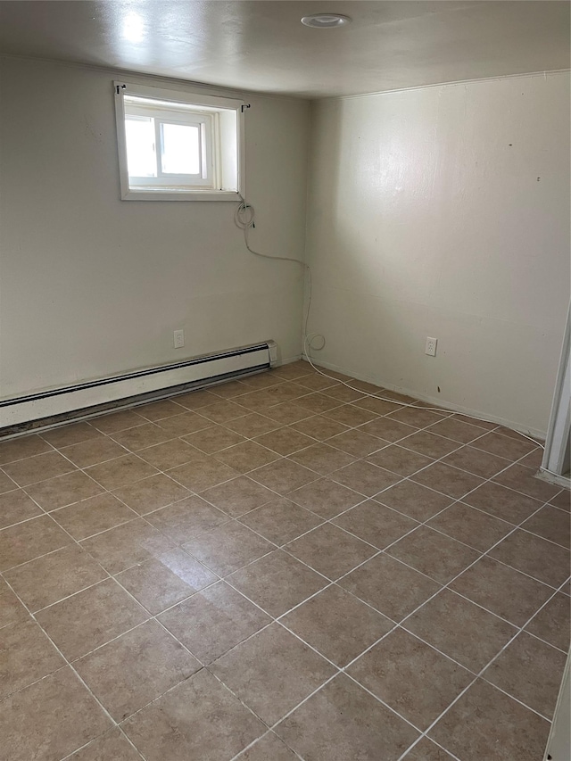 empty room featuring a baseboard radiator