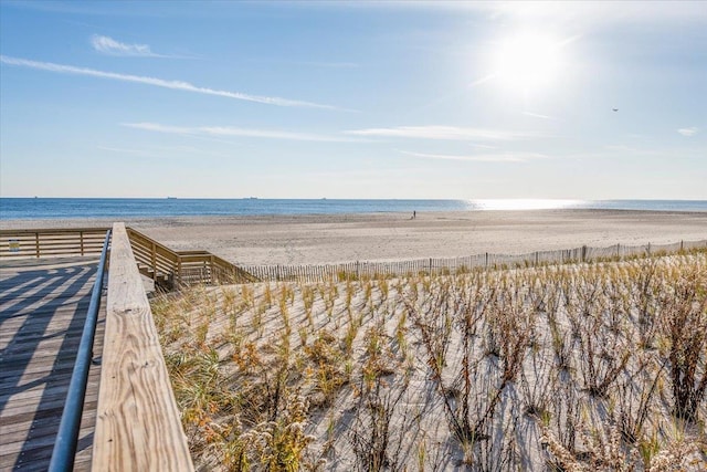 property view of water with a beach view