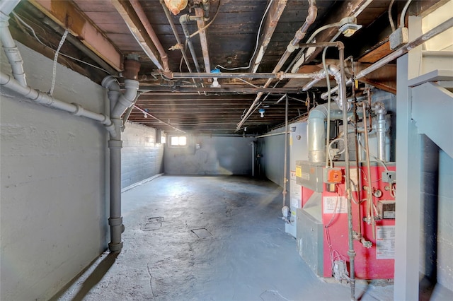 basement with gas water heater