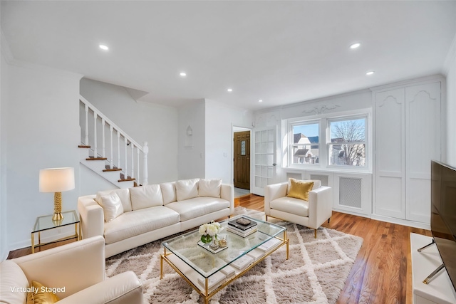 living room with light wood-type flooring