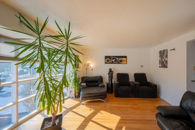 living room with light hardwood / wood-style flooring