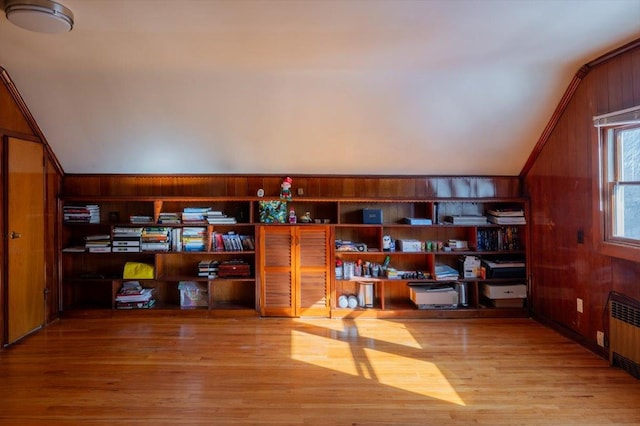 storage room with radiator heating unit