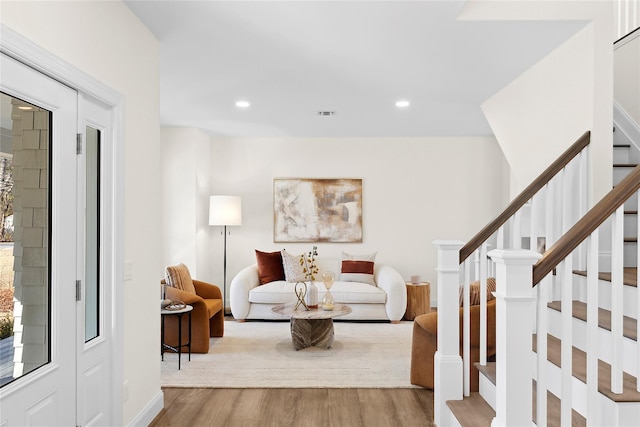 living room featuring light hardwood / wood-style floors