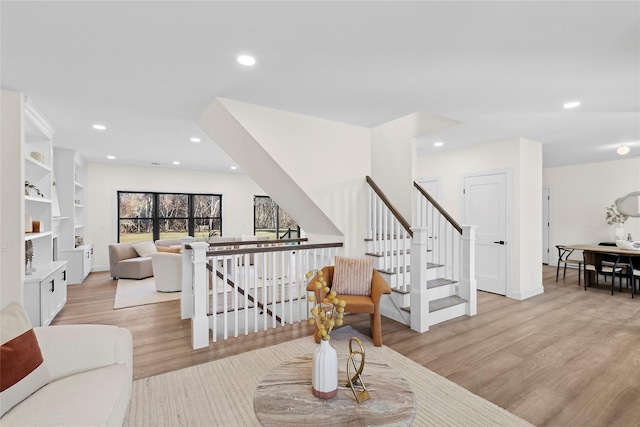 living room featuring light wood-type flooring