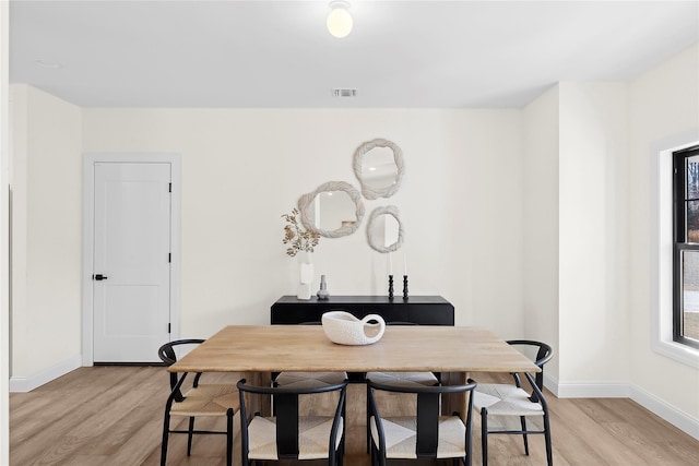 dining room with light hardwood / wood-style flooring