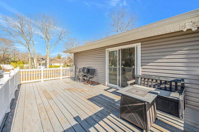 deck with a fire pit