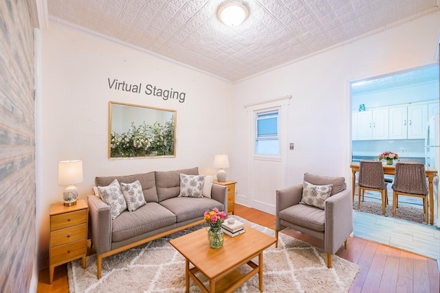 living room featuring light wood-type flooring