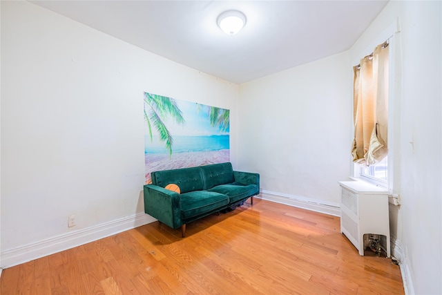 sitting room with light hardwood / wood-style flooring