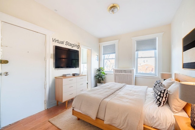 bedroom with hardwood / wood-style floors