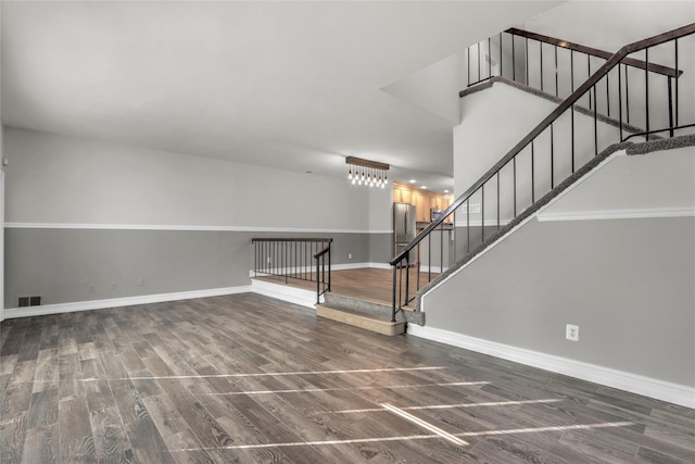 interior space with dark hardwood / wood-style floors