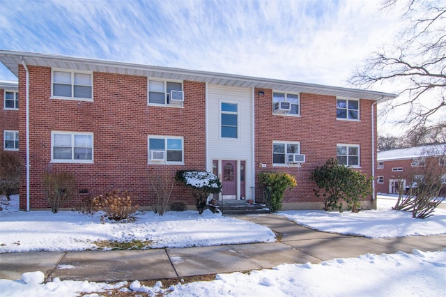 view of snow covered building