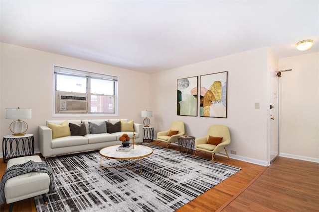 living room with hardwood / wood-style flooring