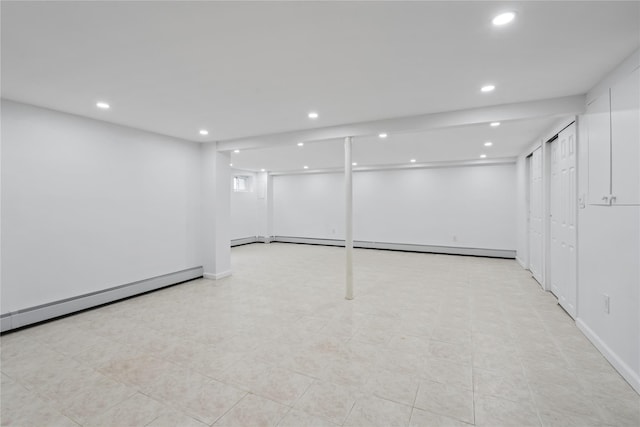 basement with baseboard heating