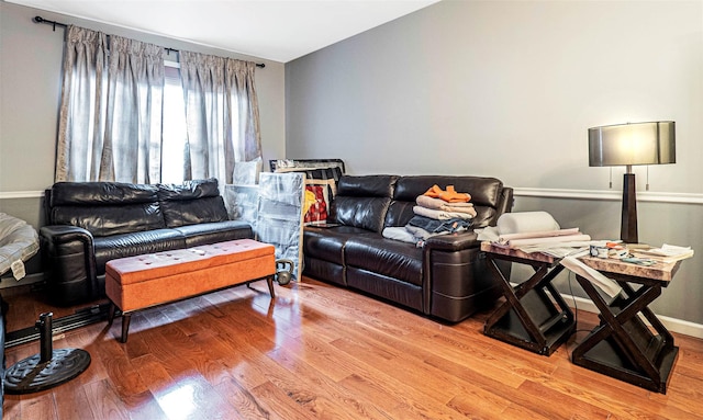 living room with hardwood / wood-style floors