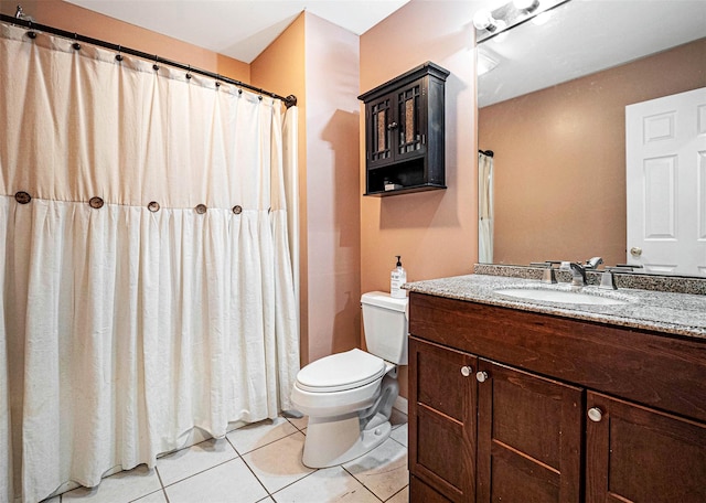 bathroom featuring tile patterned floors, toilet, and vanity