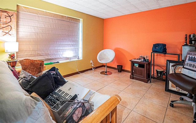 interior space with light tile patterned floors