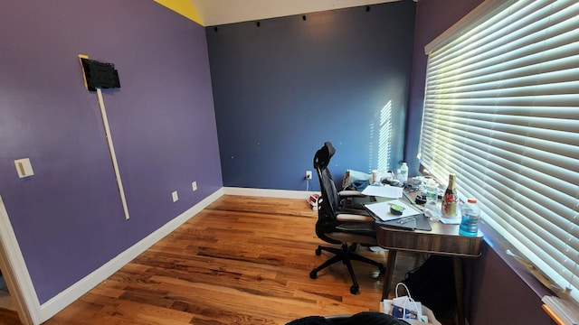 office area featuring hardwood / wood-style floors