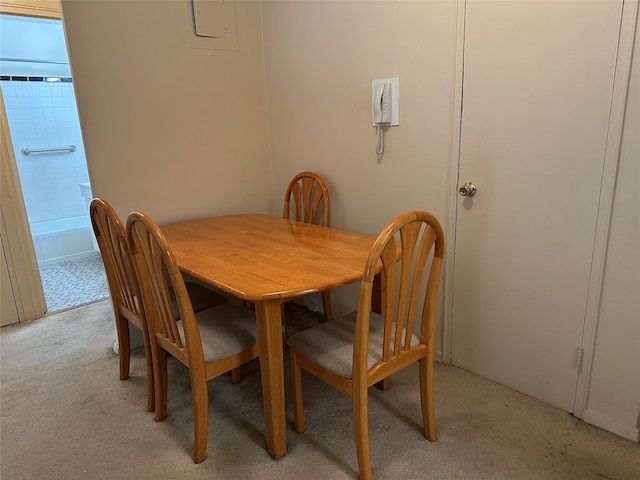 view of carpeted dining room