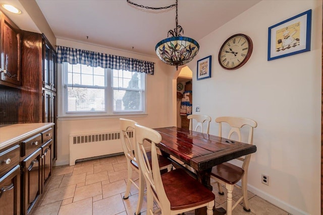 dining space featuring radiator heating unit