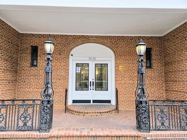 view of exterior entry with french doors