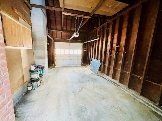 garage with a garage door opener