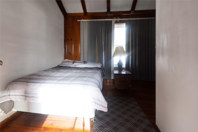 bedroom with beamed ceiling