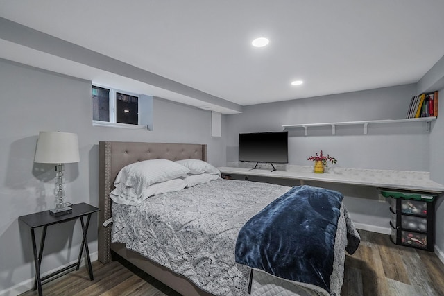 bedroom featuring dark hardwood / wood-style floors