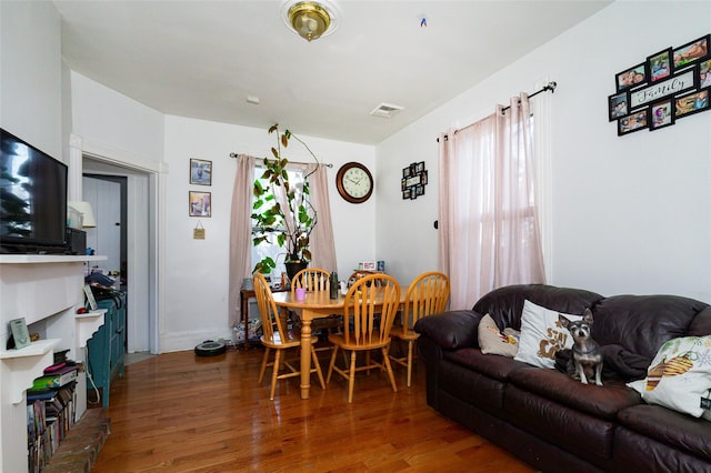 living room with wood-type flooring and plenty of natural light