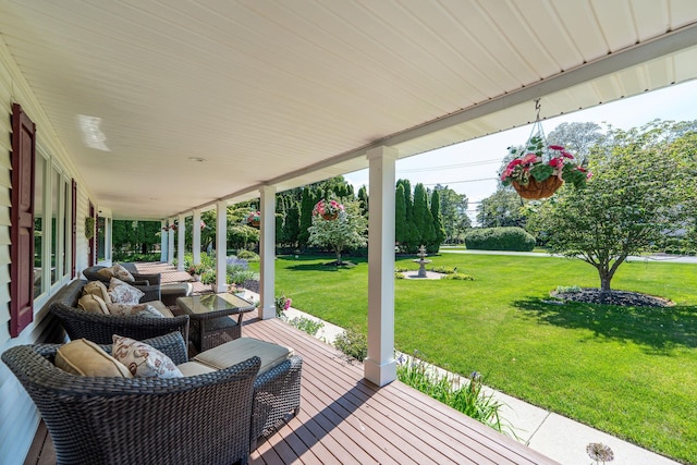 1125 Ole Jule Ln, Mattituck, NY 11952 - wooden deck featuring a lawn and an outdoor living space