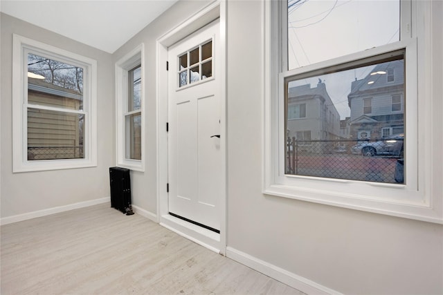 entrance foyer with light wood-type flooring