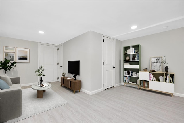 living room with light wood-type flooring