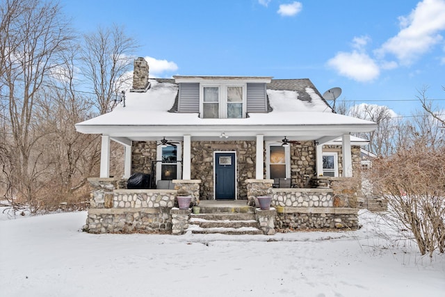 view of front of home with covered porch