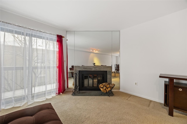 living room featuring carpet