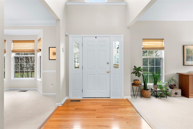 view of carpeted entrance foyer