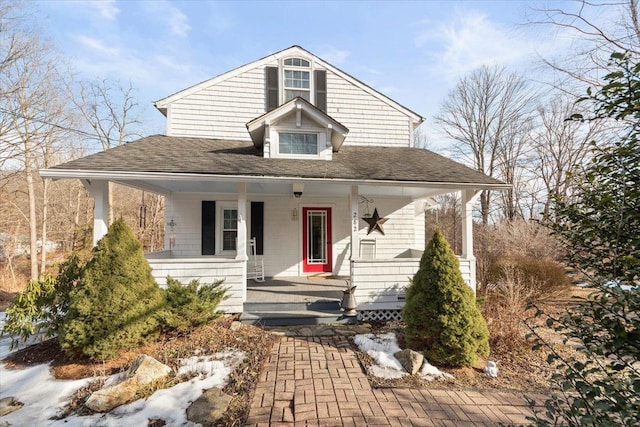 view of front of home featuring covered porch