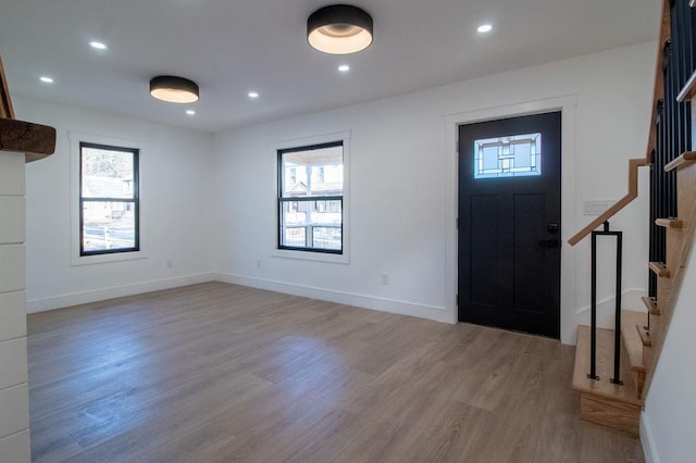 entryway with light wood-type flooring