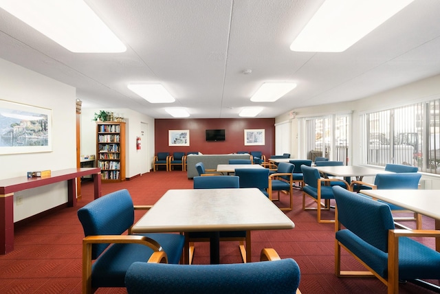 dining area featuring a textured ceiling