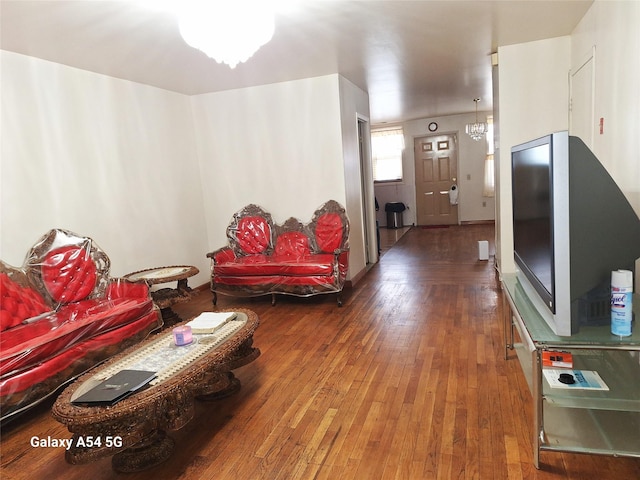 living room featuring dark hardwood / wood-style floors