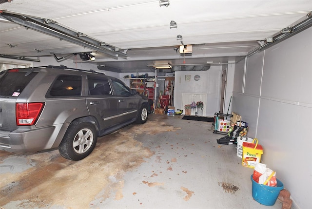 garage with a garage door opener