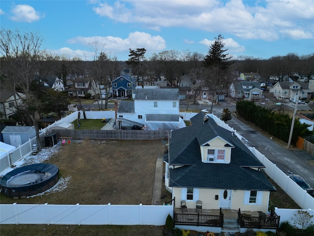 aerial view with a residential view