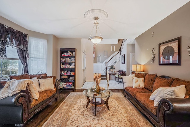 living room featuring hardwood / wood-style floors