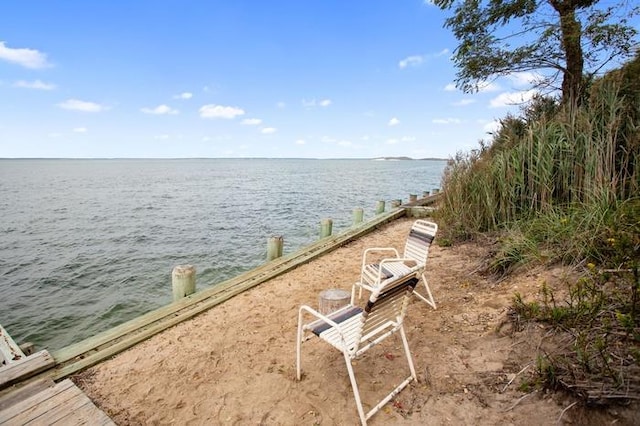 water view with a boat dock