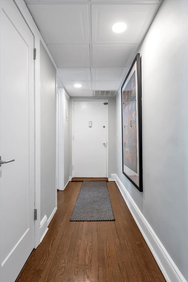 doorway featuring dark hardwood / wood-style flooring