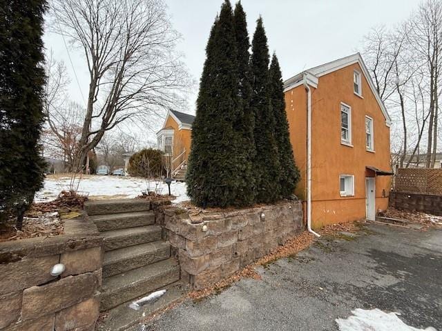 view of snow covered exterior