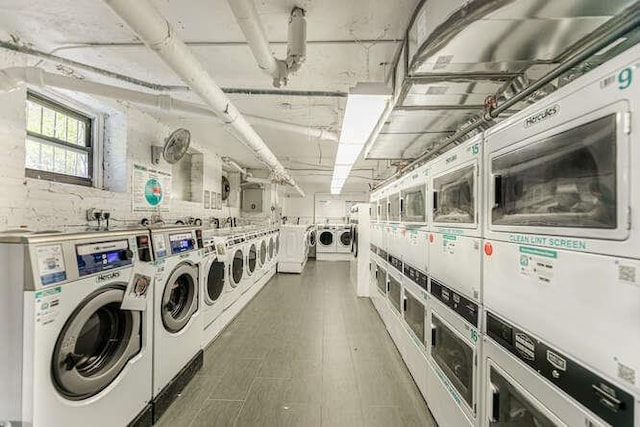 laundry area with stacked washer / dryer and independent washer and dryer