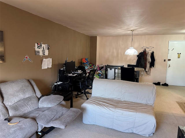 living room with light colored carpet