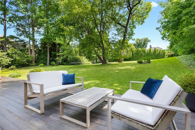 view of patio / terrace featuring a deck and an outdoor hangout area