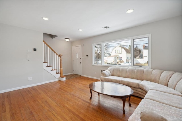 living room featuring light hardwood / wood-style floors