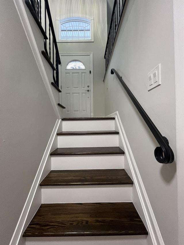 stairs with a high ceiling