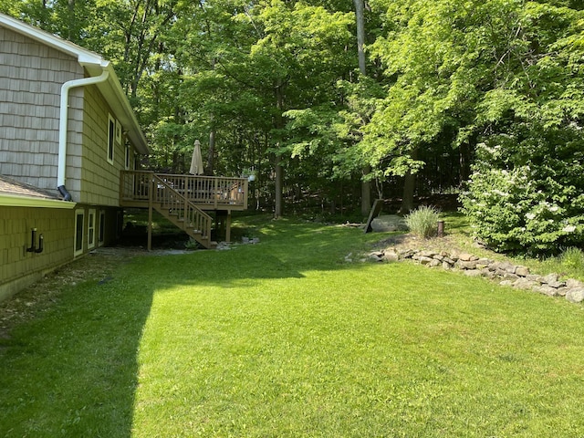 1179 E Mombasha Rd, Monroe, NY 10950 - view of grassy yard featuring stairway and a deck